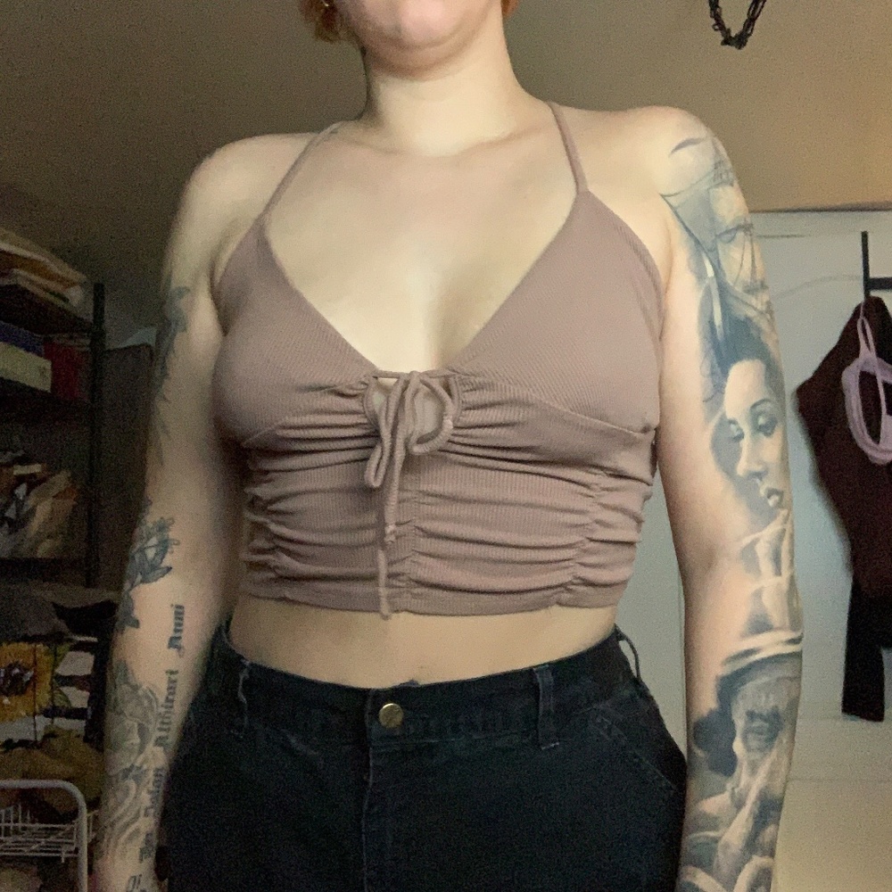 Haley and June Strappy Tan Cropped Tank